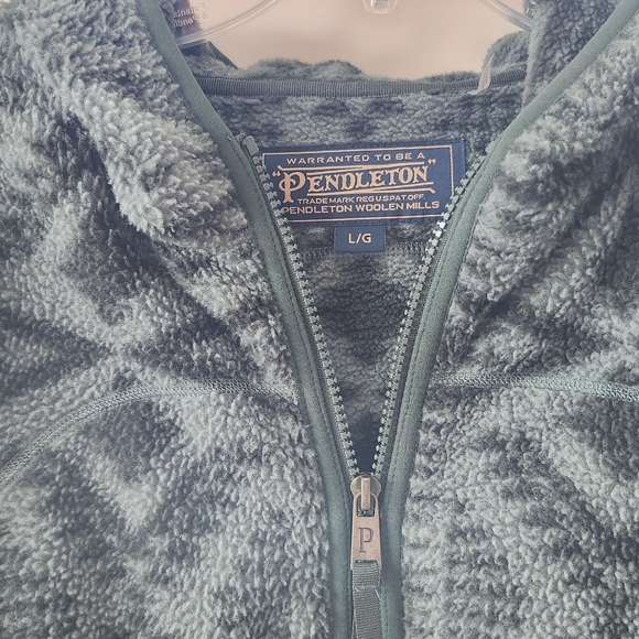 Pendleton Green Patterned Zip-Up Hooded Fleece Jacket - Picture 4 of 4